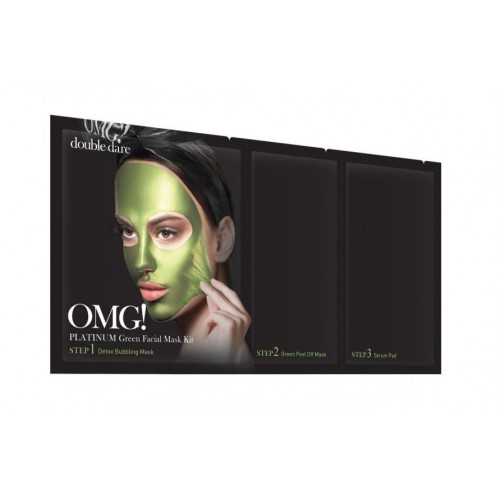 Трехкомпонентный комплекс масок  Omg! Platinum Green Facial Mask Kit Увлажнение и Себоконтроль 1 шт "Double Dare"