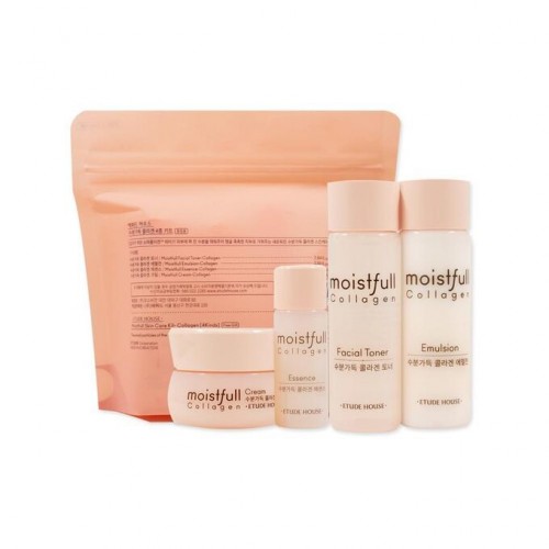 Мини-набор средств для лица с коллагеном Moistfull Collagen Skin Care 4pcs Kit "Etude House"