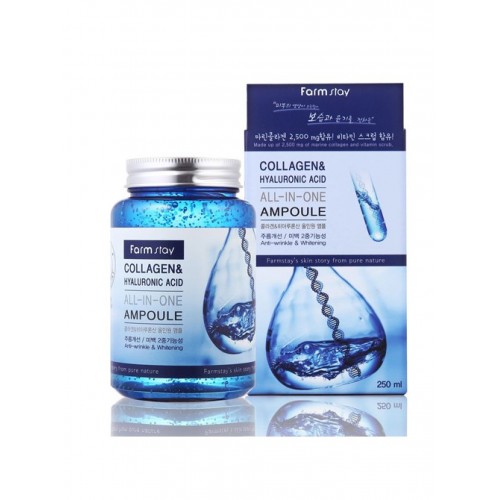 Многофункциональная ампульная сыворотка Collagen & Hyaluronic Acid All-in-one Ampoule "FarmStay"