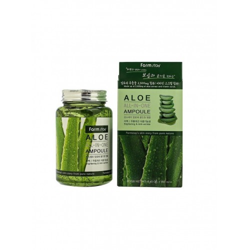 Многофункциональная ампульная сыворотка All-In-One Aloe Ampoule с экстрактом алоэ 250 мл "Farm Stay"